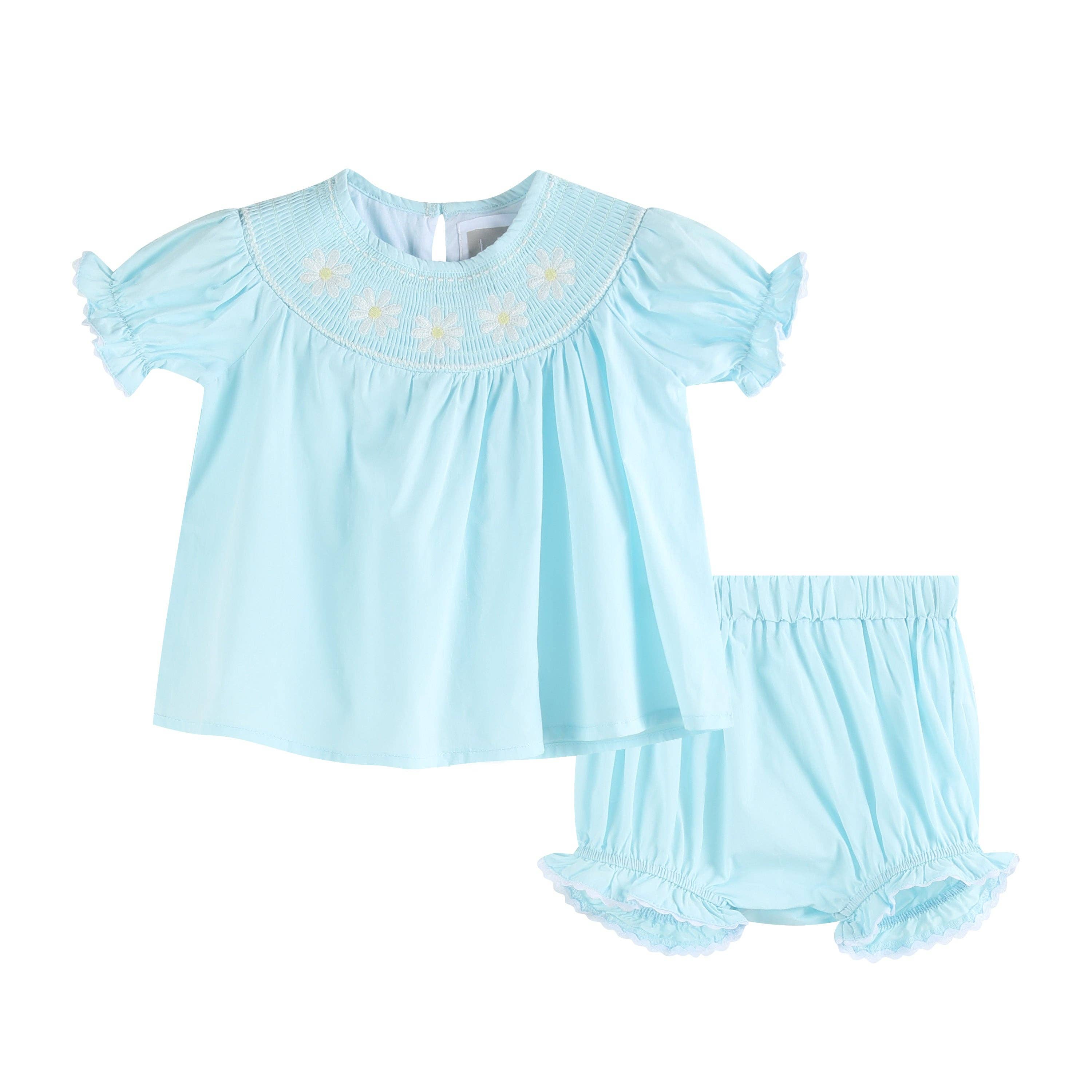 Baby Girl Light Blue Floral Bloomer Set main image 0