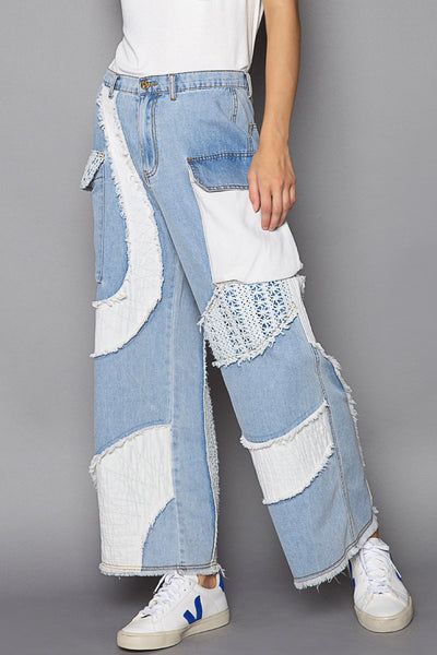 Denim Pants with Crochet and Patches