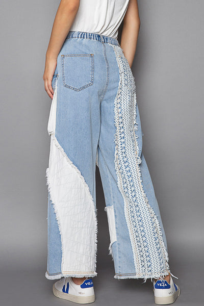 Denim Pants with Crochet and Patches