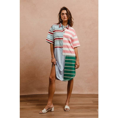 STRIPE COLOR BLOCK DRESS