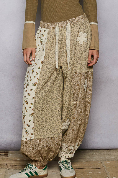 Patchwork Printed Woven Pants