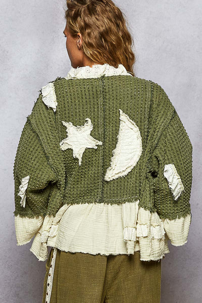 Olive Gauze Ruffle Star & Moon Jacket