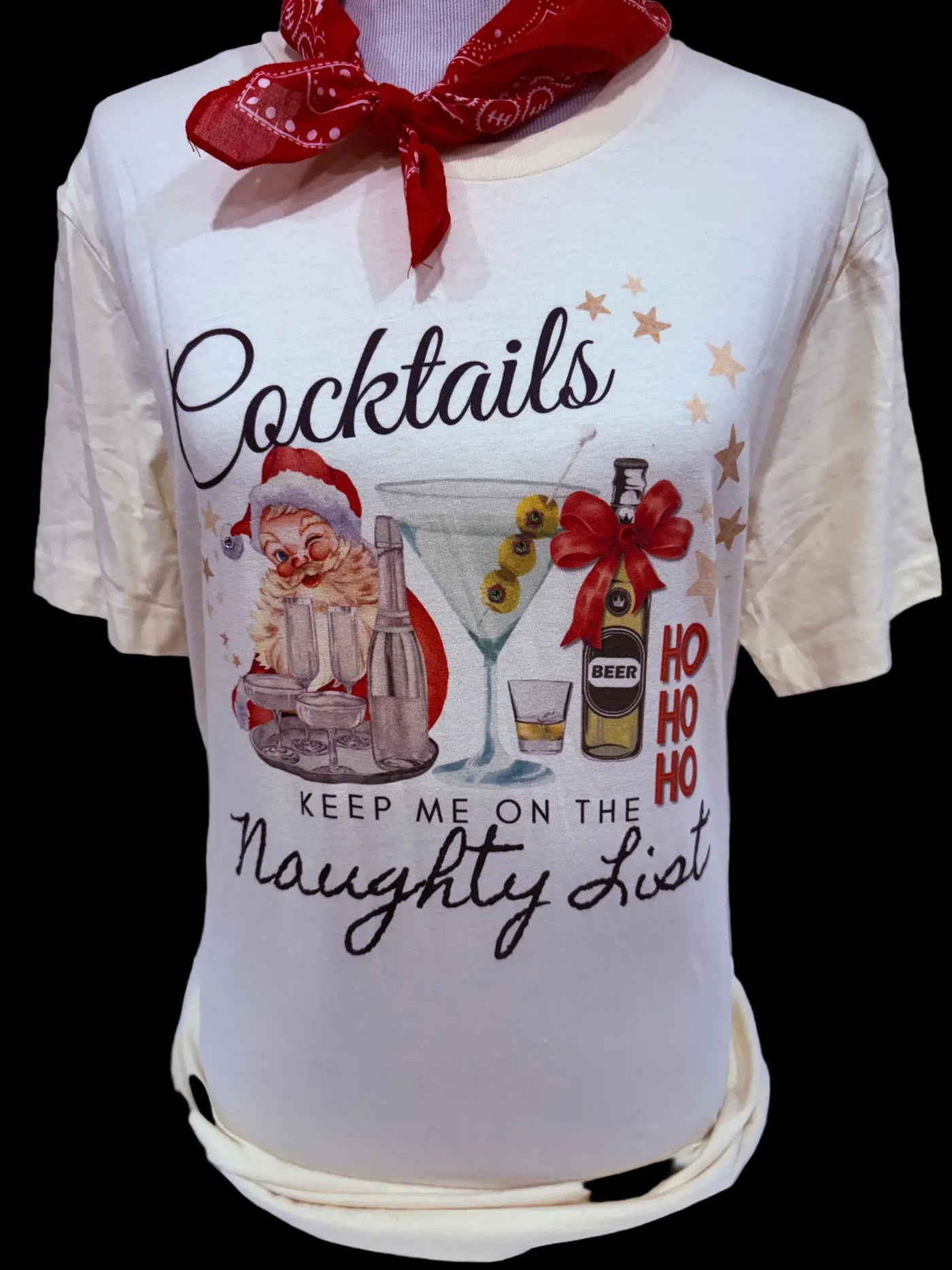 Christmas Cocktails... on Naughty List Bling T-Shirt
