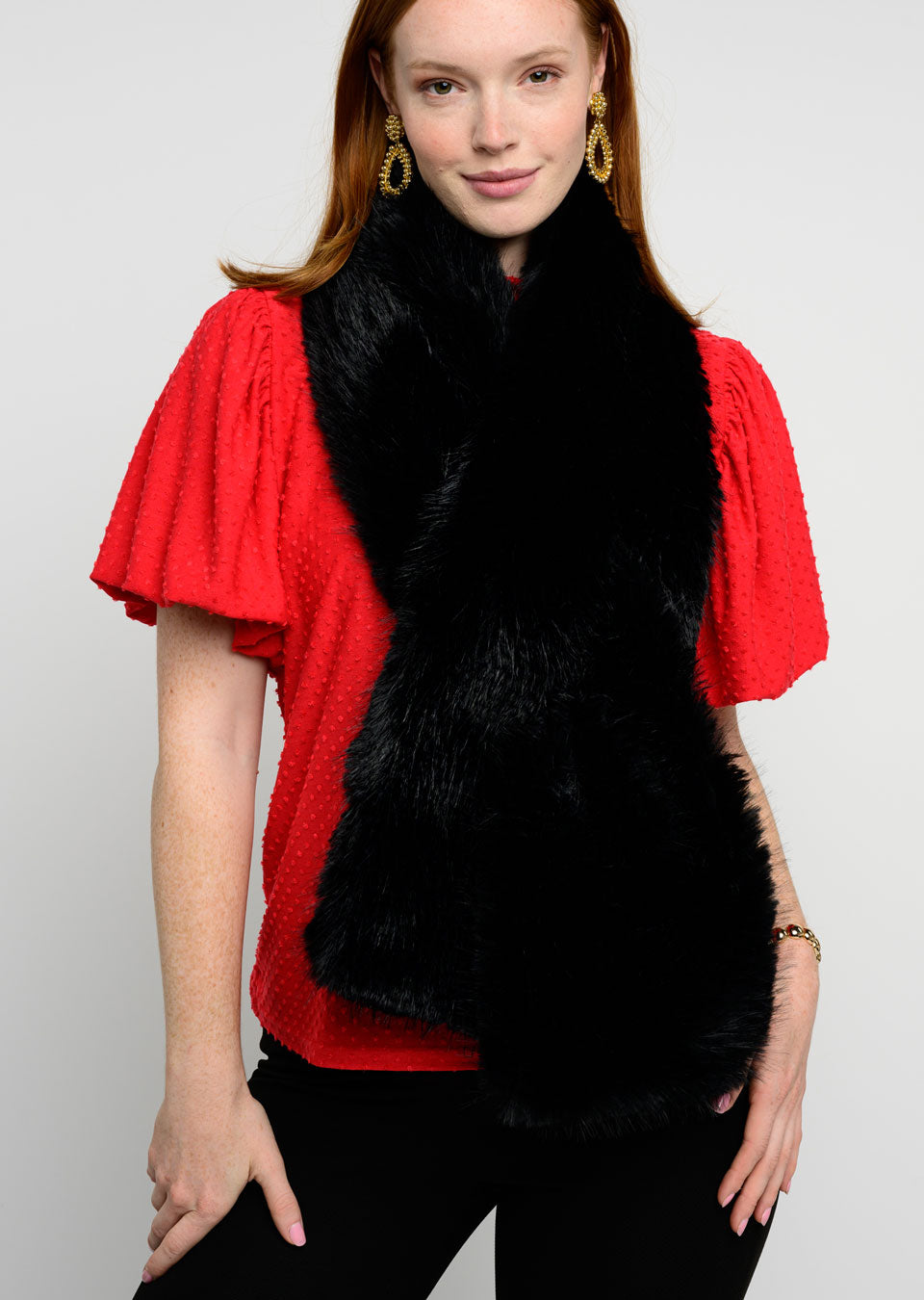 Black Faux Fur Scarf