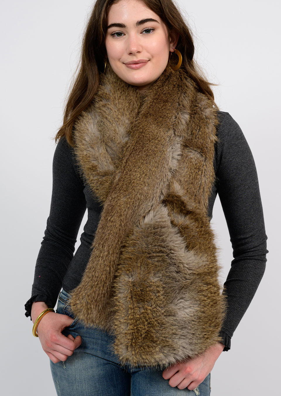 Brown Faux Fur Scarf