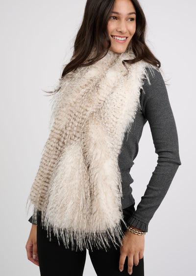 Ivory Ostrich Faux Fur Scarf