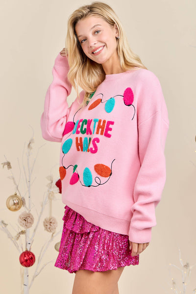 Deck the Halls Pink Sweater