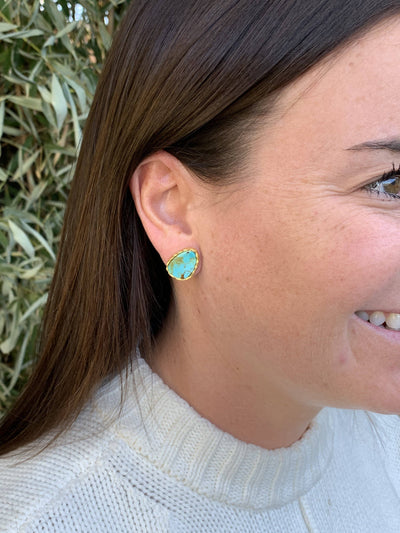 Natural Turquoise Stone Stud Earrings