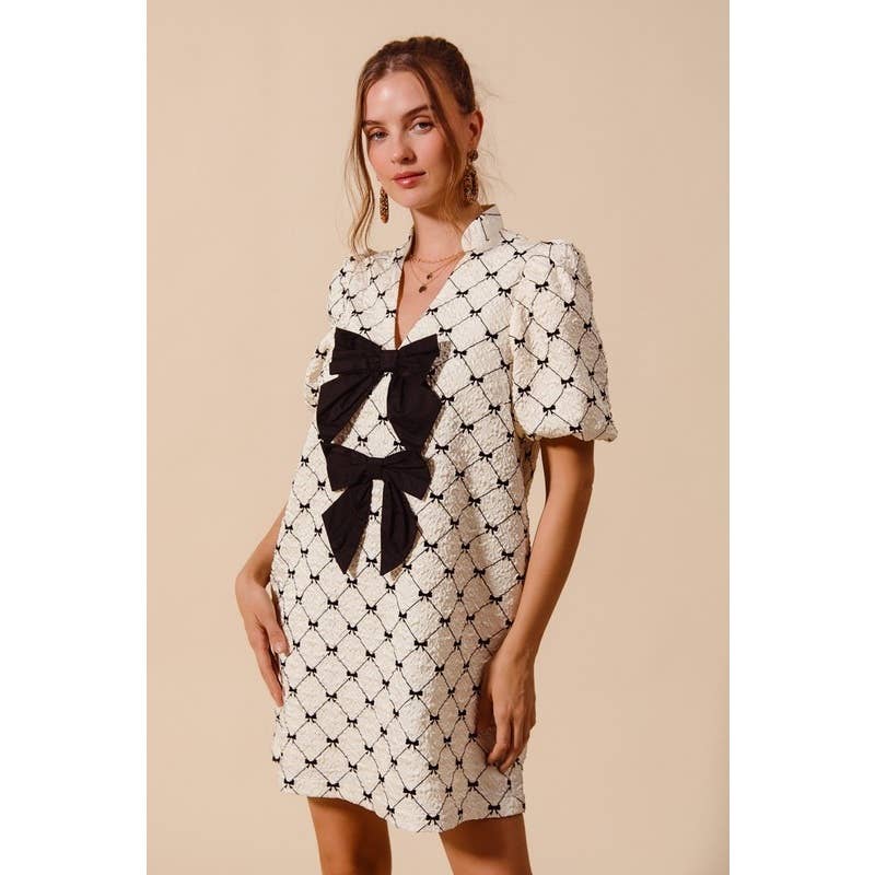 JACQUARD RIBBON SHIFT DRESS