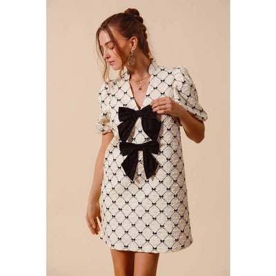 JACQUARD RIBBON SHIFT DRESS