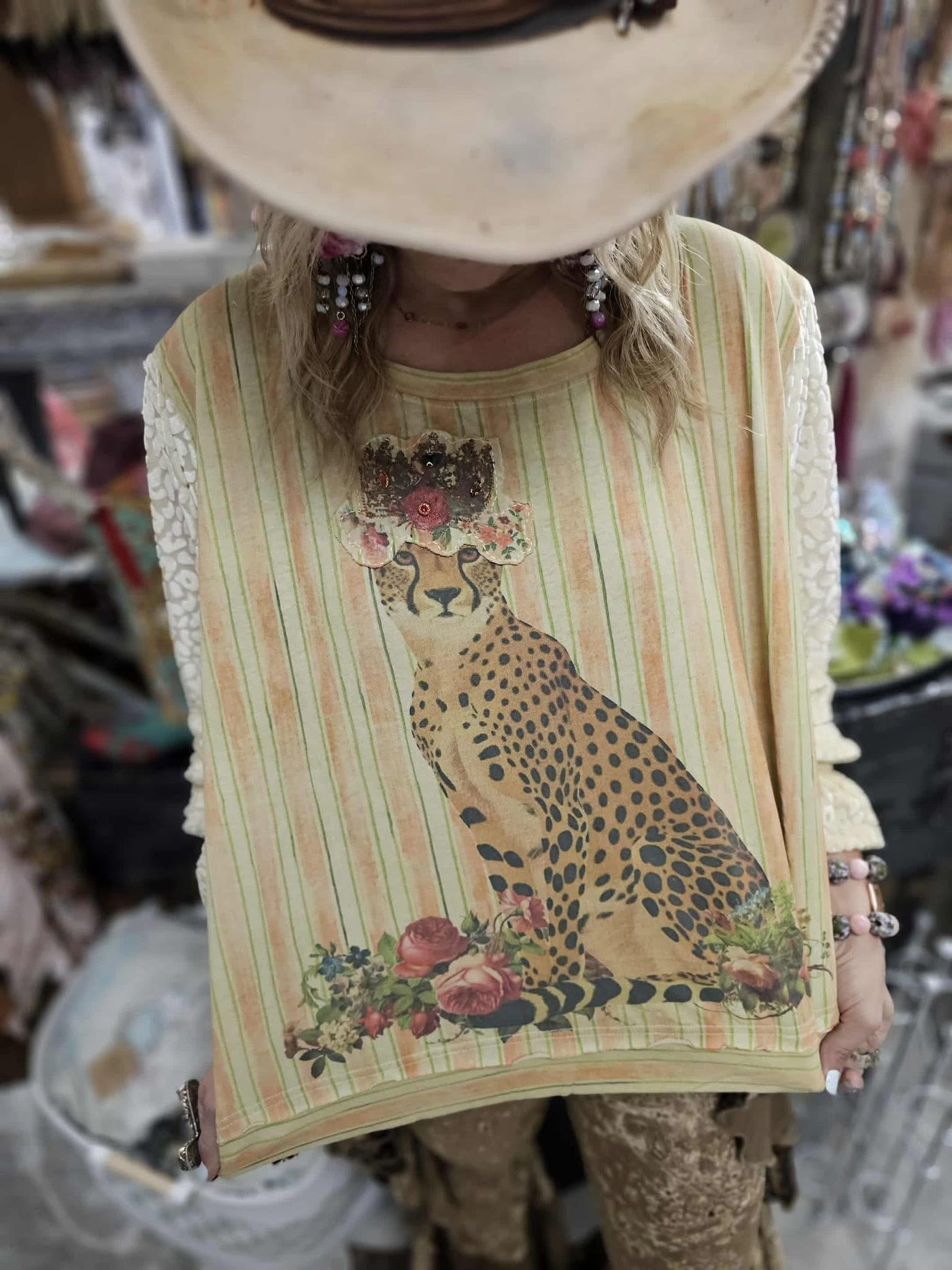 Cheetah, Roses & Bling Patch Shirt