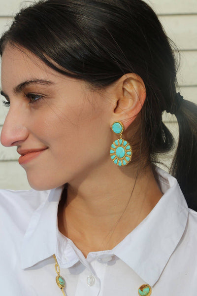 Turquoise Southwestern Statement Earring
