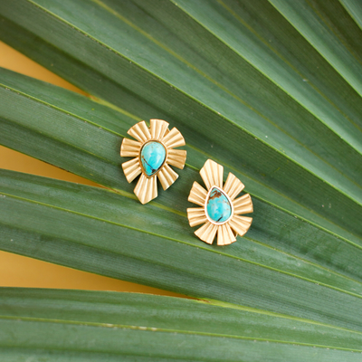 Turquoise Gold & Bold Stud Earrings