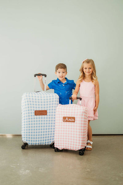 Blue Gingham Small Luggage Cover