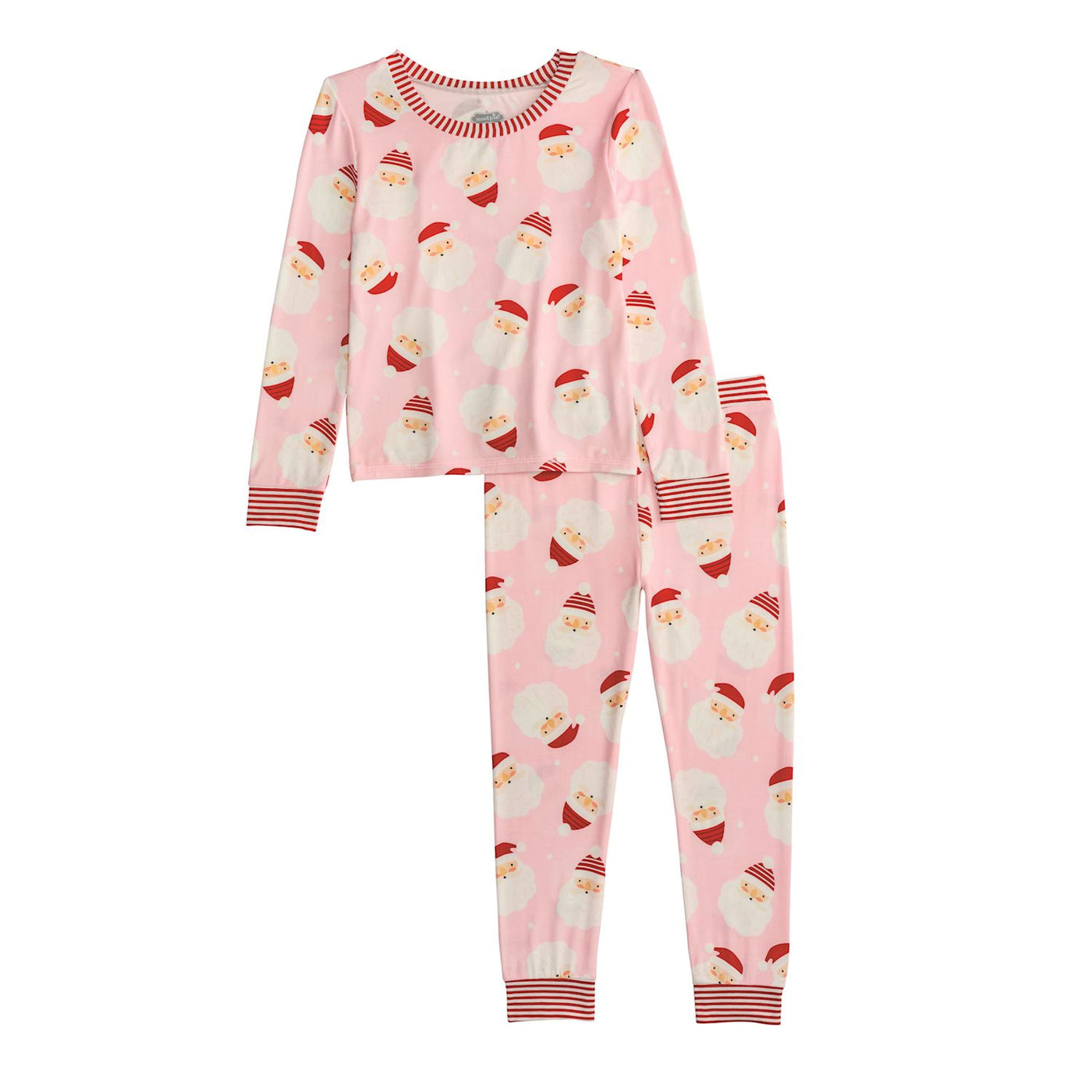 Girls Pink Santa Glow Pajama Set