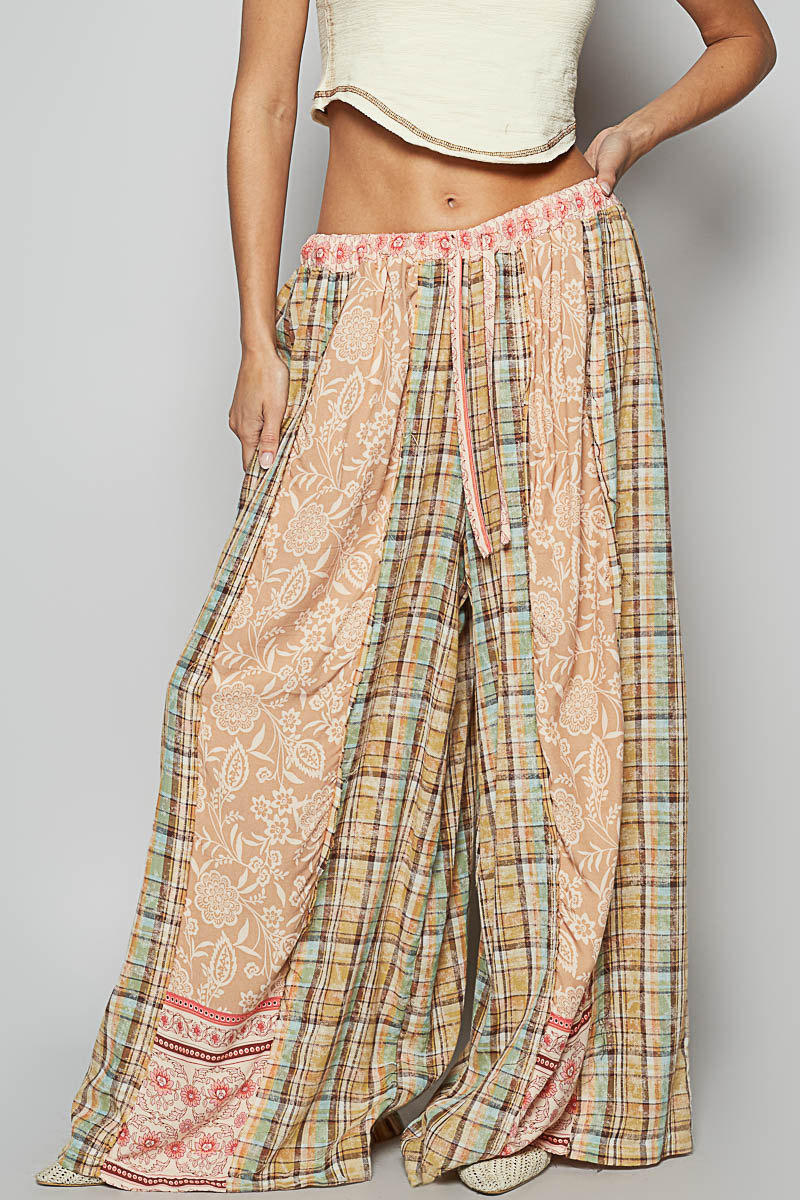 Mocha Multi Woven Wide Pants