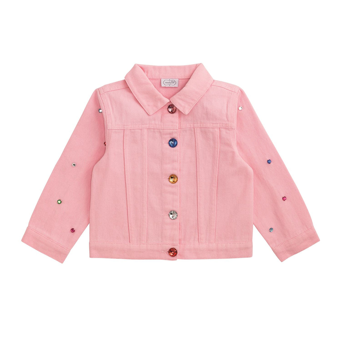 Girls Pink Denim Jewel Jacket