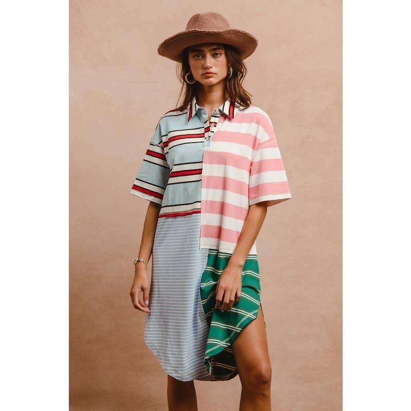STRIPE COLOR BLOCK DRESS