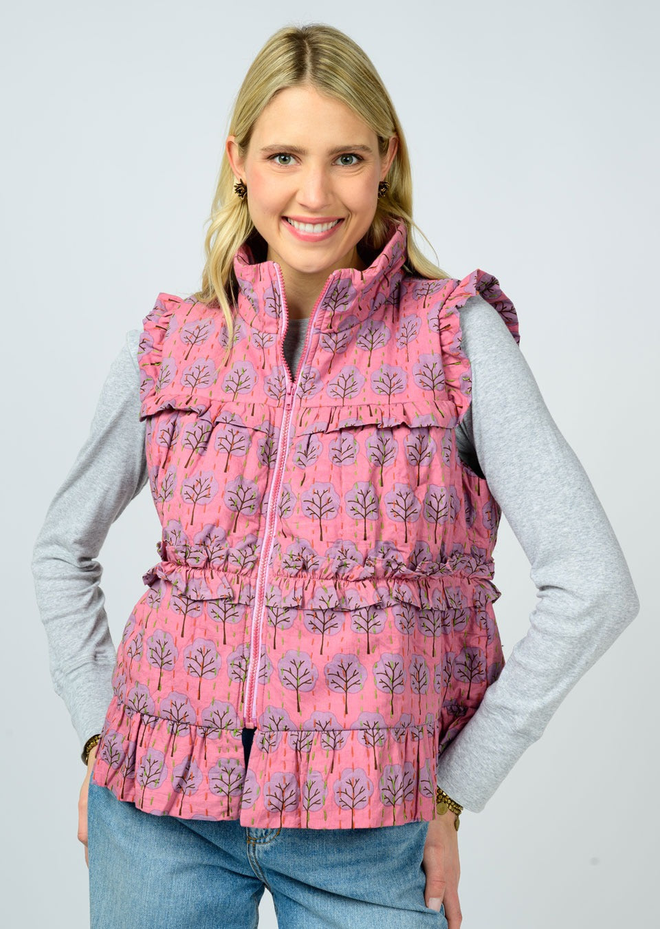 Kantha Lilac Stitched Vest