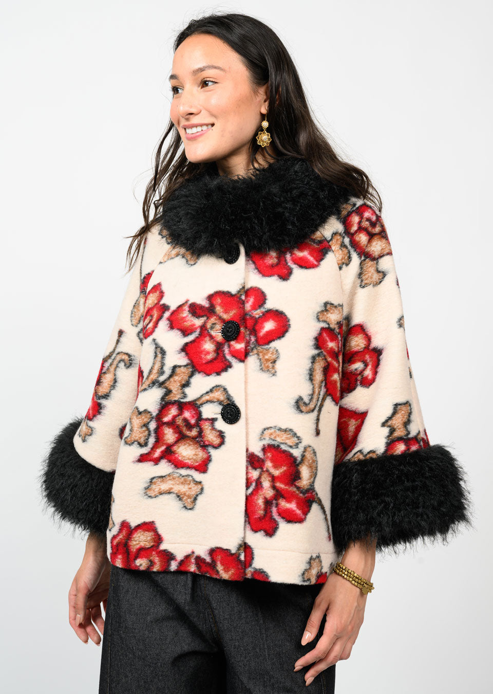 Ivory Shadow Roses Jacket