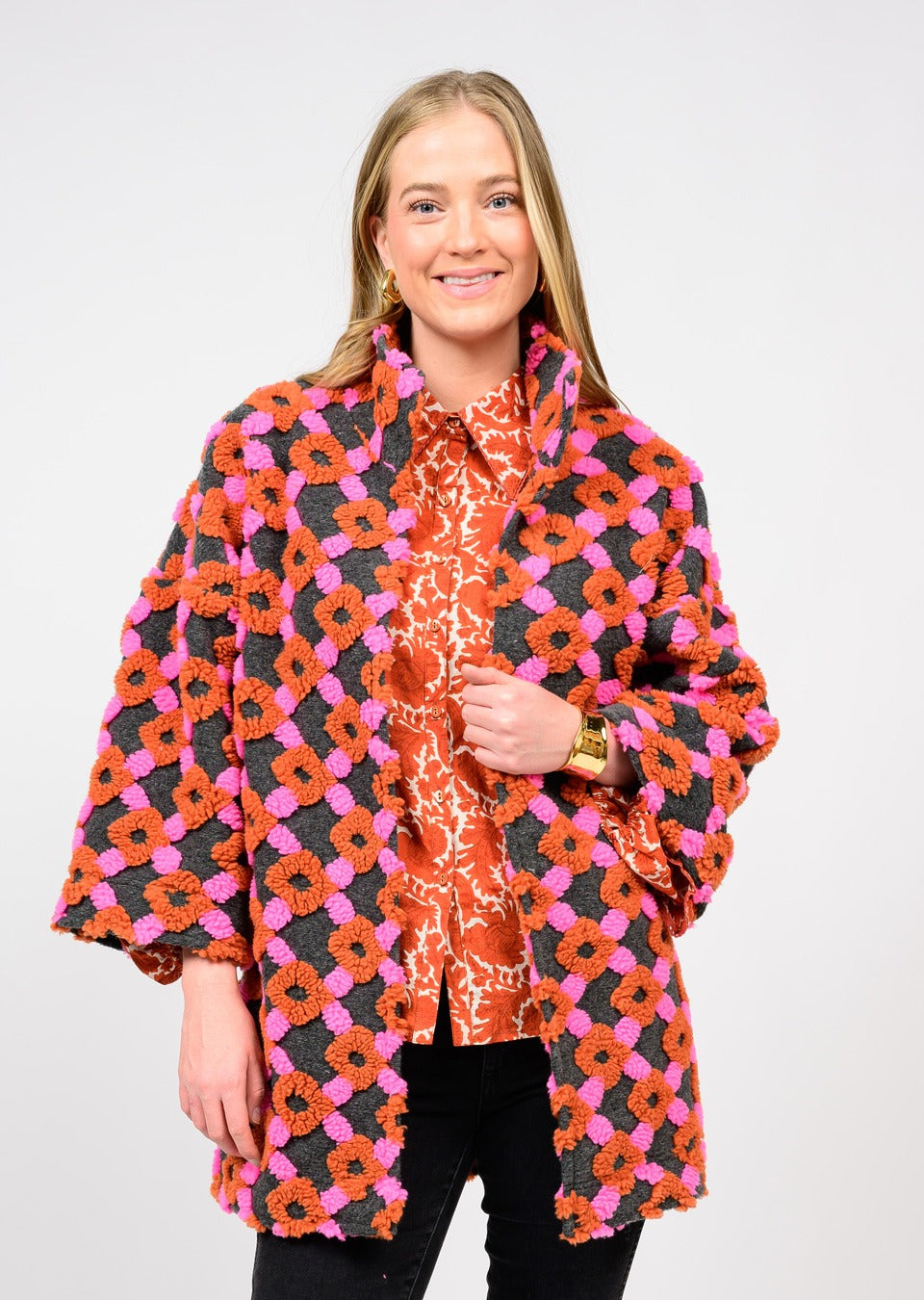 Pink & Orange Puff Pattern Jacket