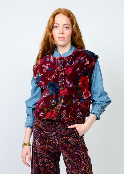 Wine Velveteen Vest