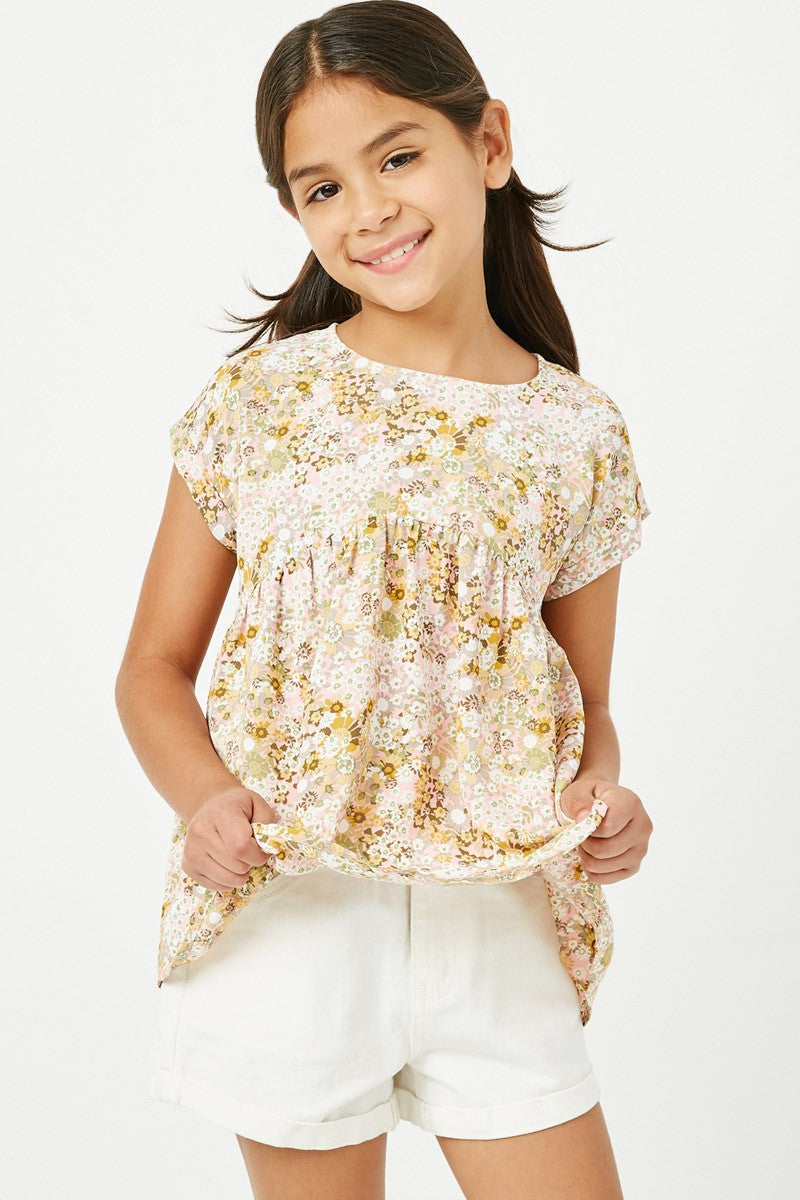 Girls Floral Peplum Top