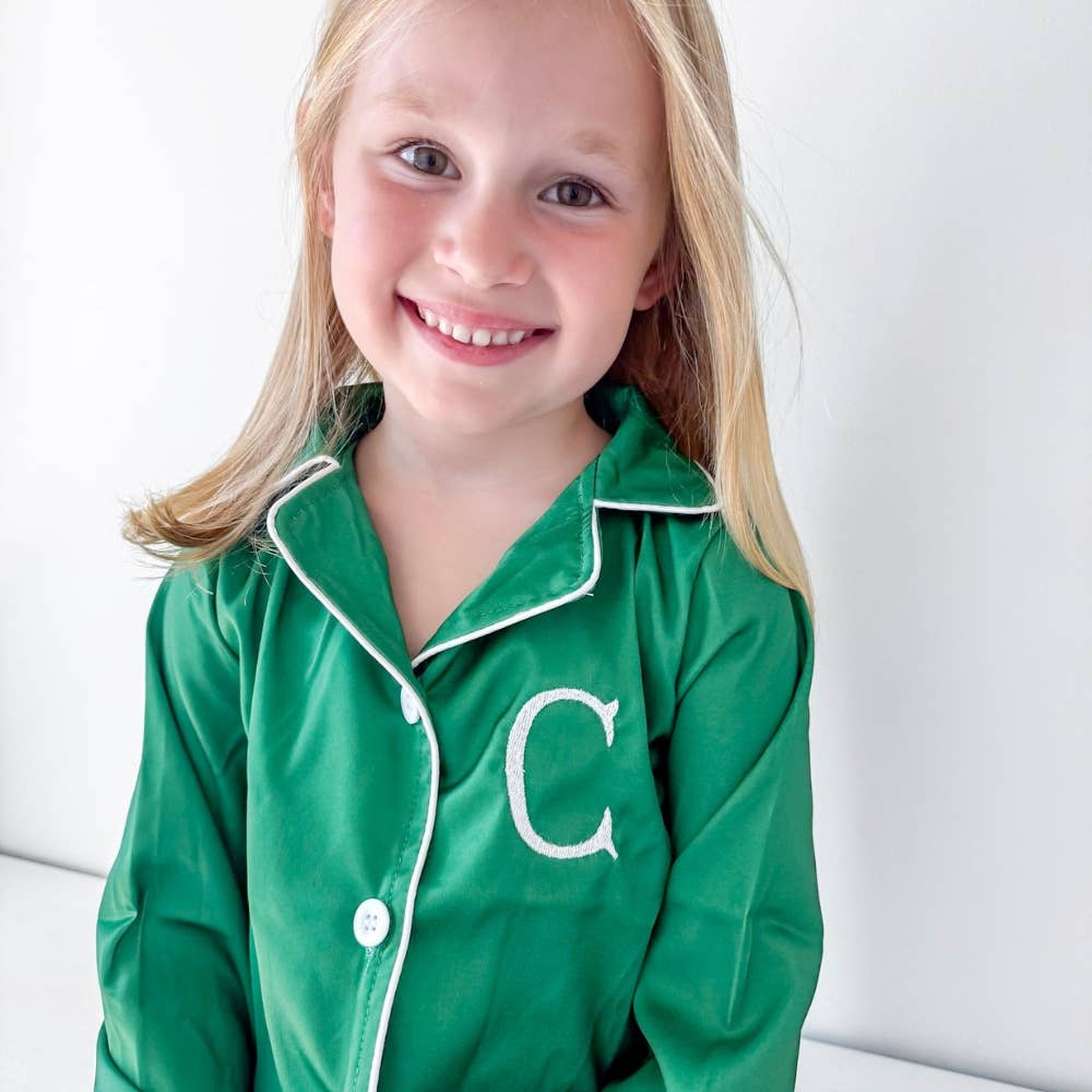 Kids Green Satin Long Sleeve Top