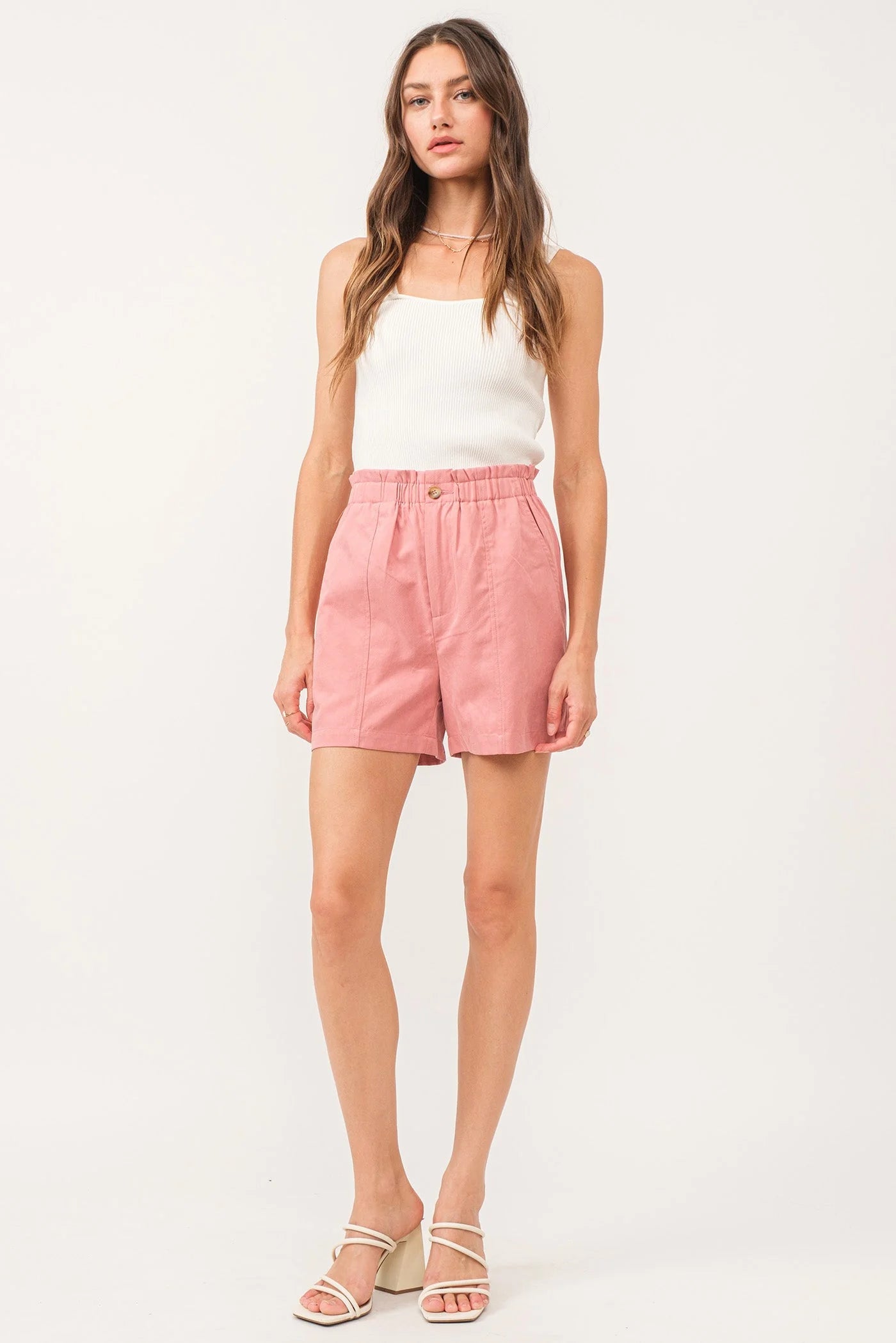 ALBANY PAPERBAG WAIST SHORTS GERANIUM NYLON