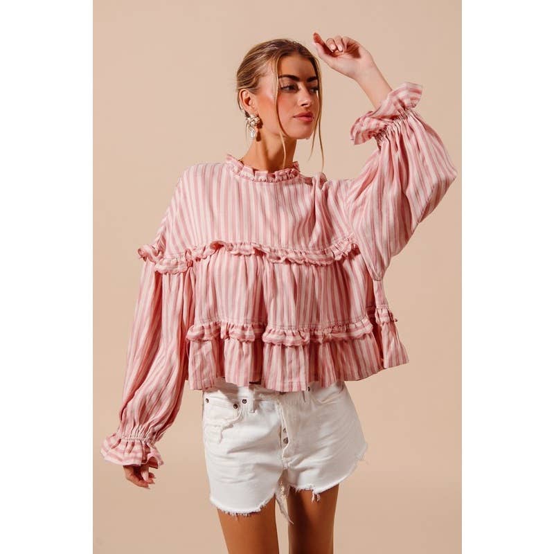 Fuchsia STRIPE REVERSIBLE FLOWY TOP