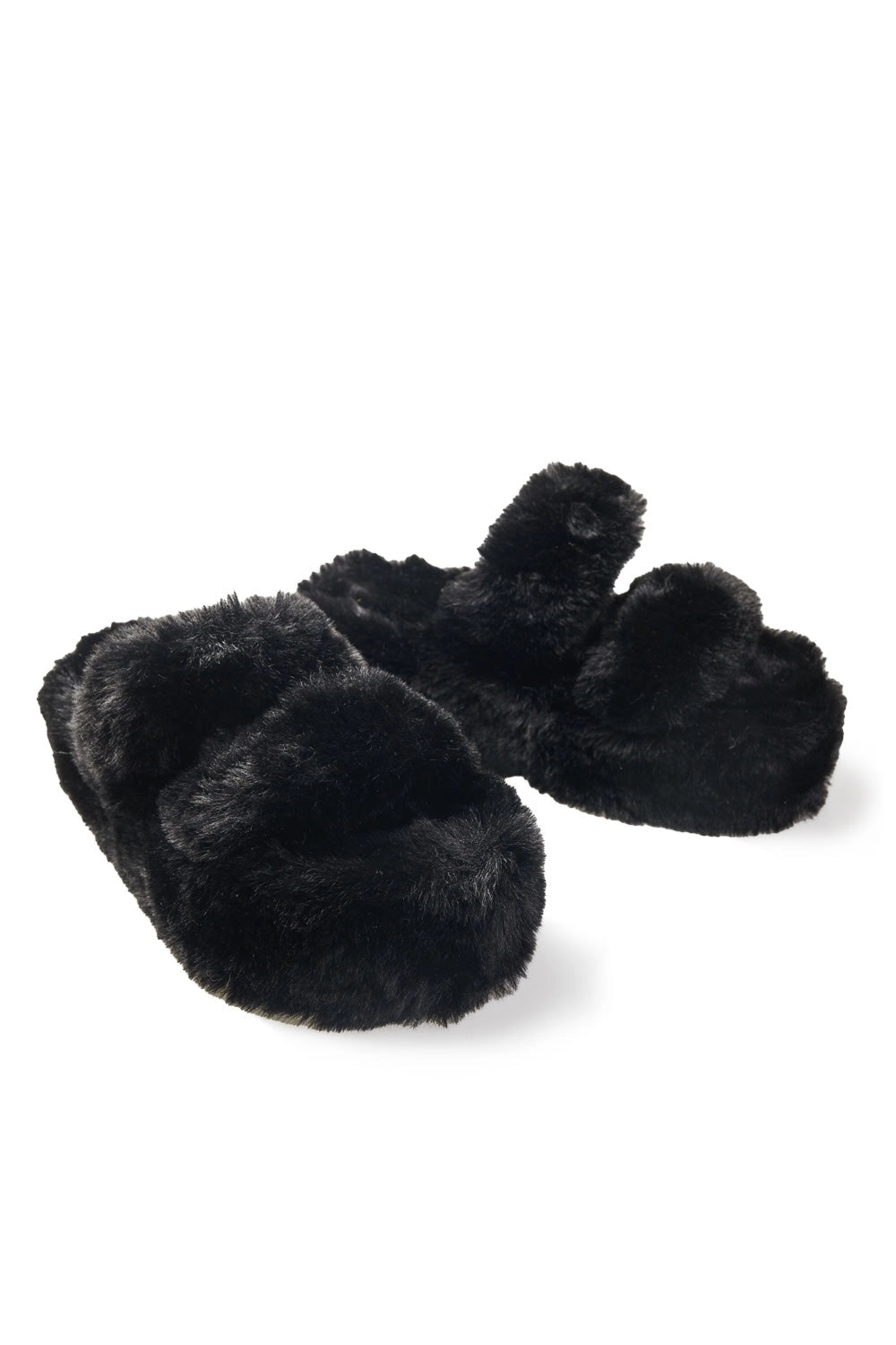 Black Platform Fuzzy Slippers