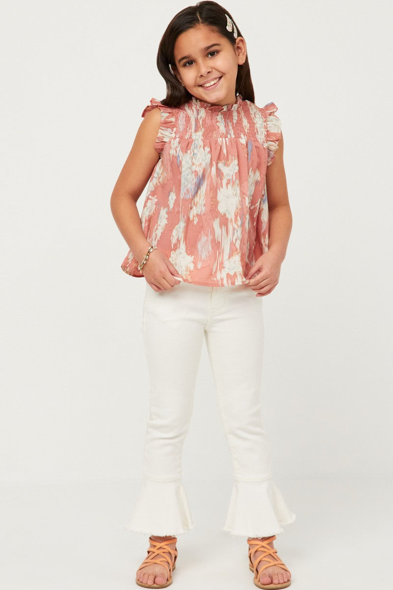 Girls Pink Watercolor Tank