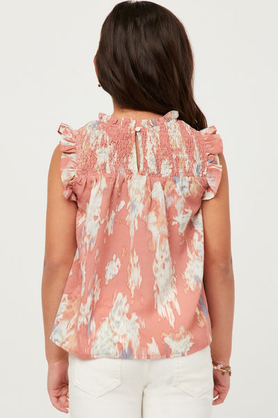 Girls Pink Watercolor Tank