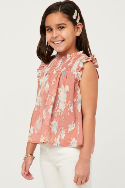 Girls Pink Watercolor Tank