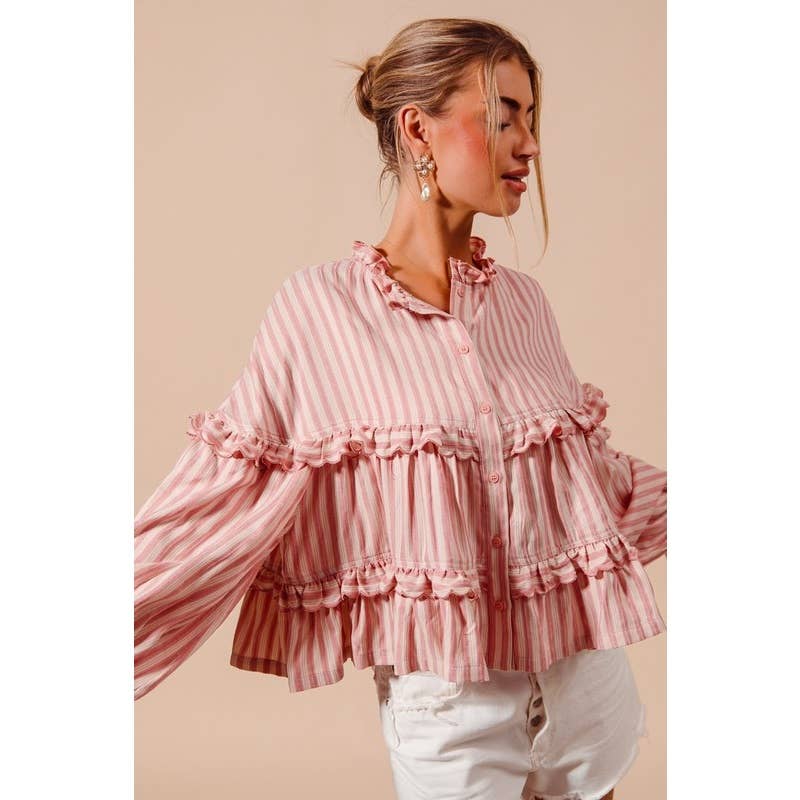 Fuchsia STRIPE REVERSIBLE FLOWY TOP