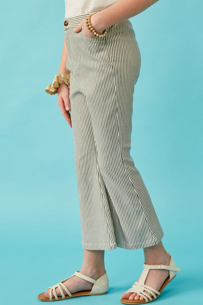 Girls Pinstripe Flared Pants