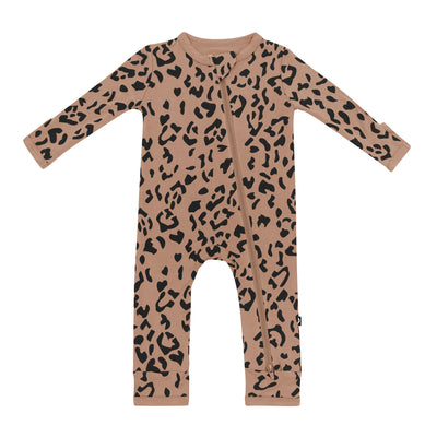 Latte Leopard Zippered Romper