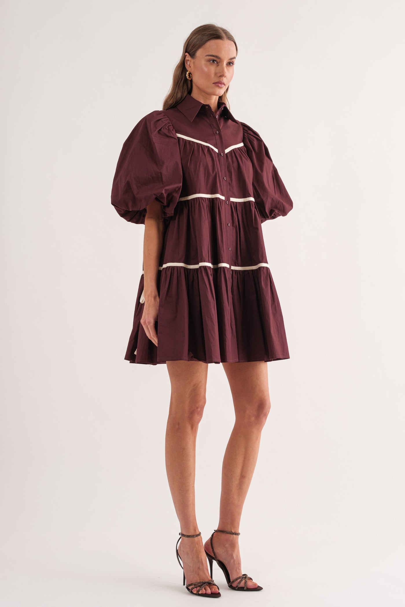 The Original Lena Tiered Brown Shirt Dress