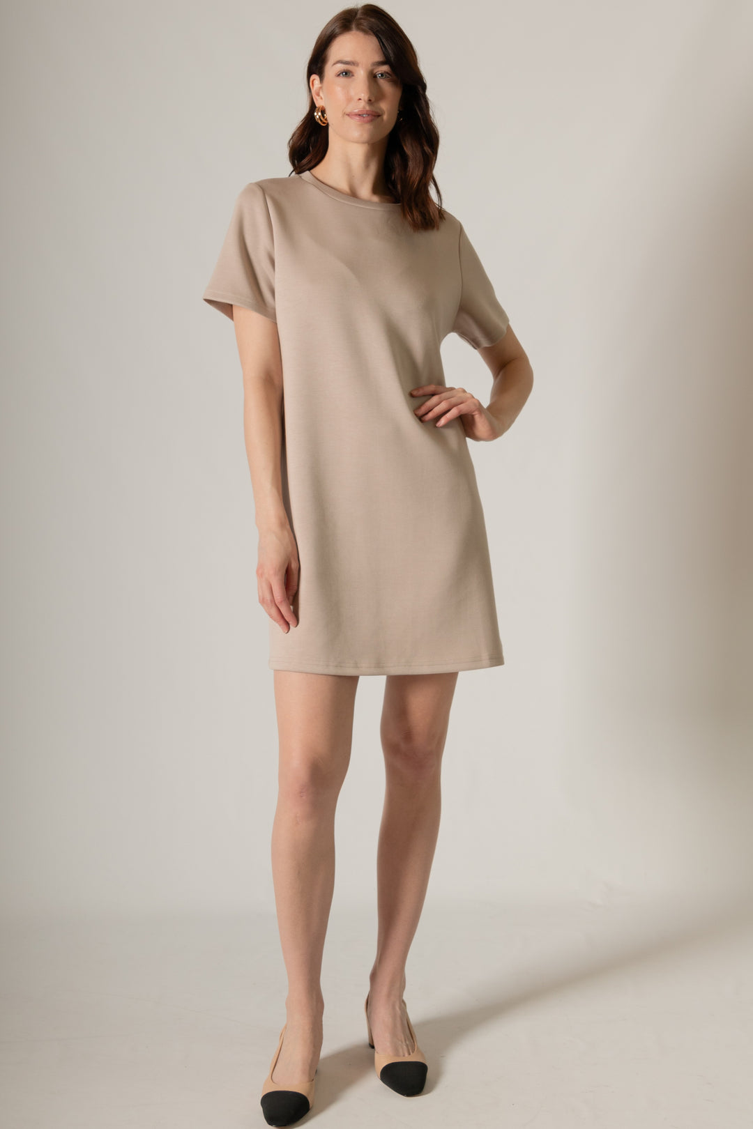 Butter Modal Taupe Short Sleeve Dress S