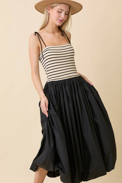 Knit and Woven Black Bubble Dress