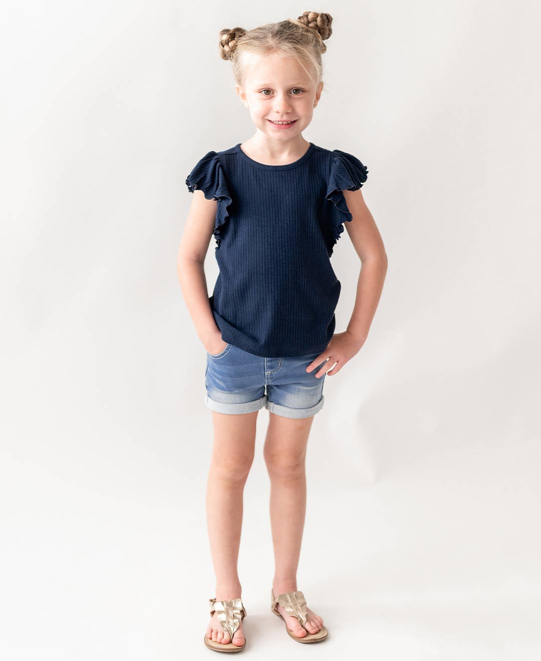 Girls Light Wash Denim Shorts