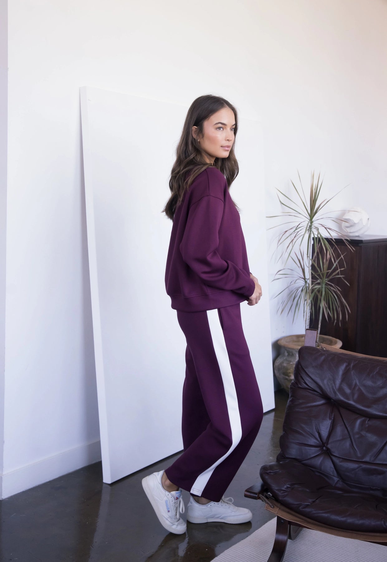 Butter Modal Port Side Stripe Wide Leg Pants