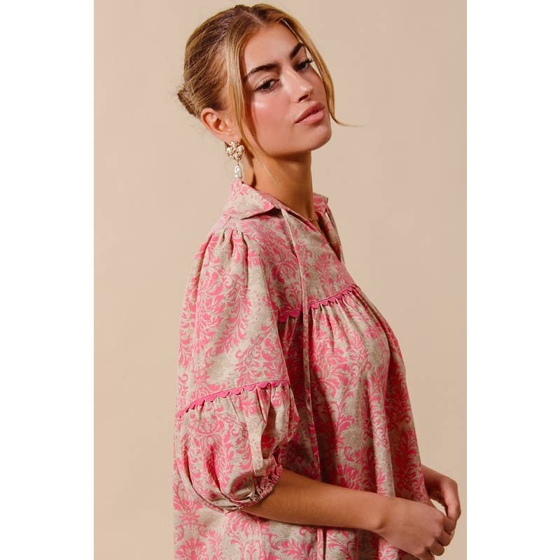 Pink and Tan PRINTED TOP