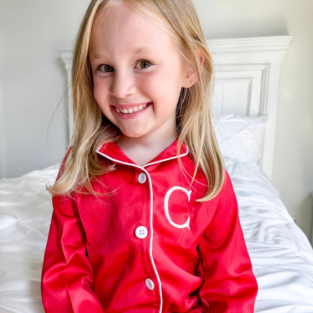 Kids Red Satin Long Sleeve Top