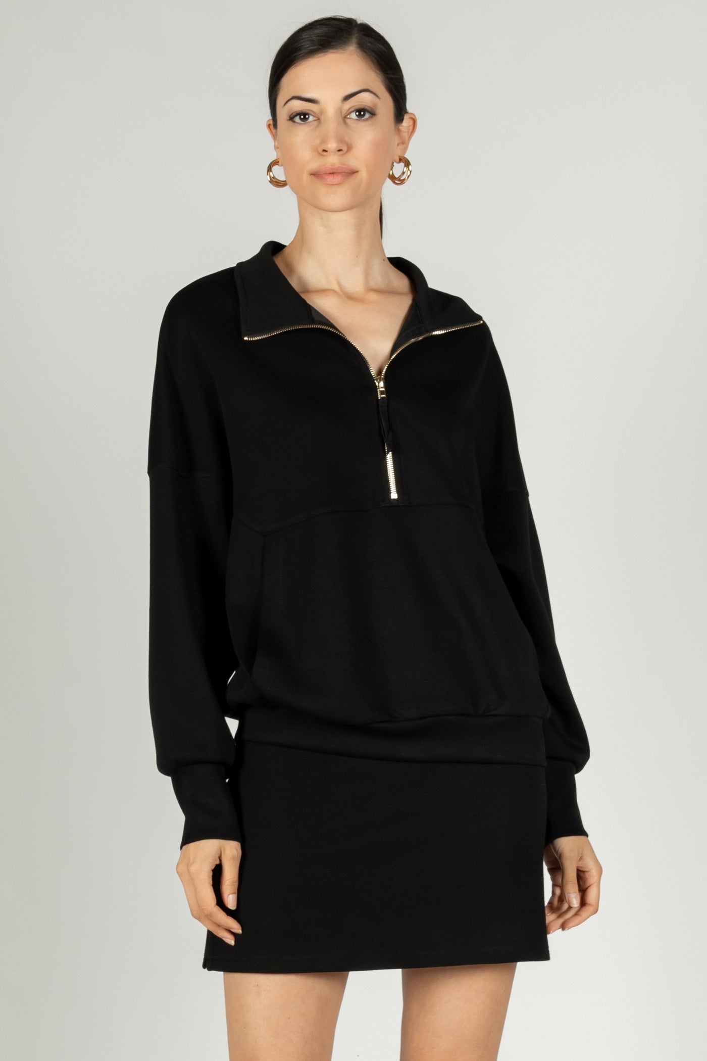 Butter Modal Black Zip Up Pullover