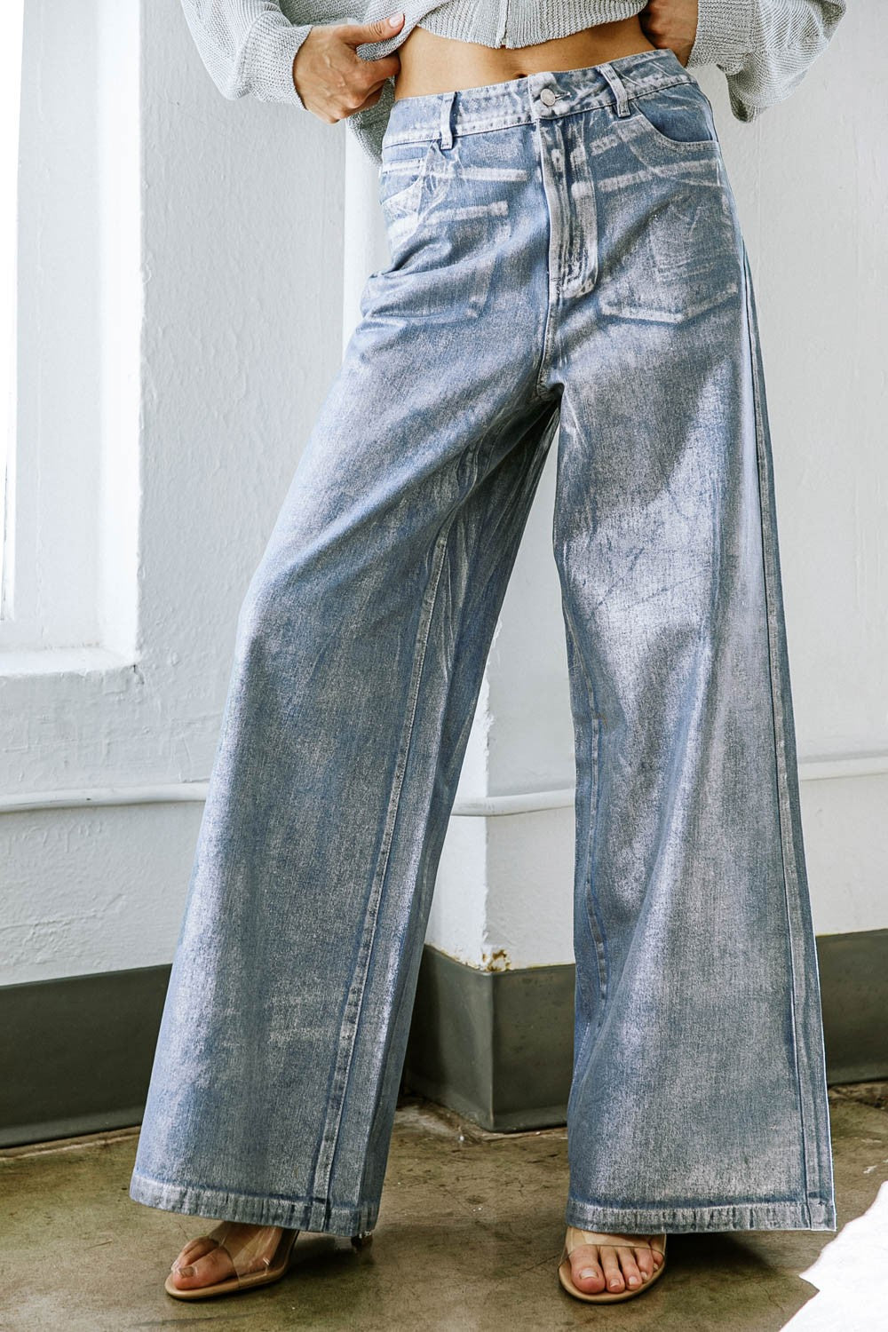 Indigo Metallic Denim Pants