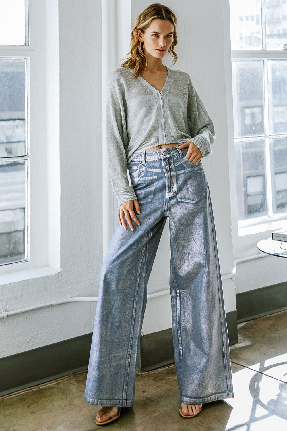 Flying Tomato Indigo Metallic Denim Pants