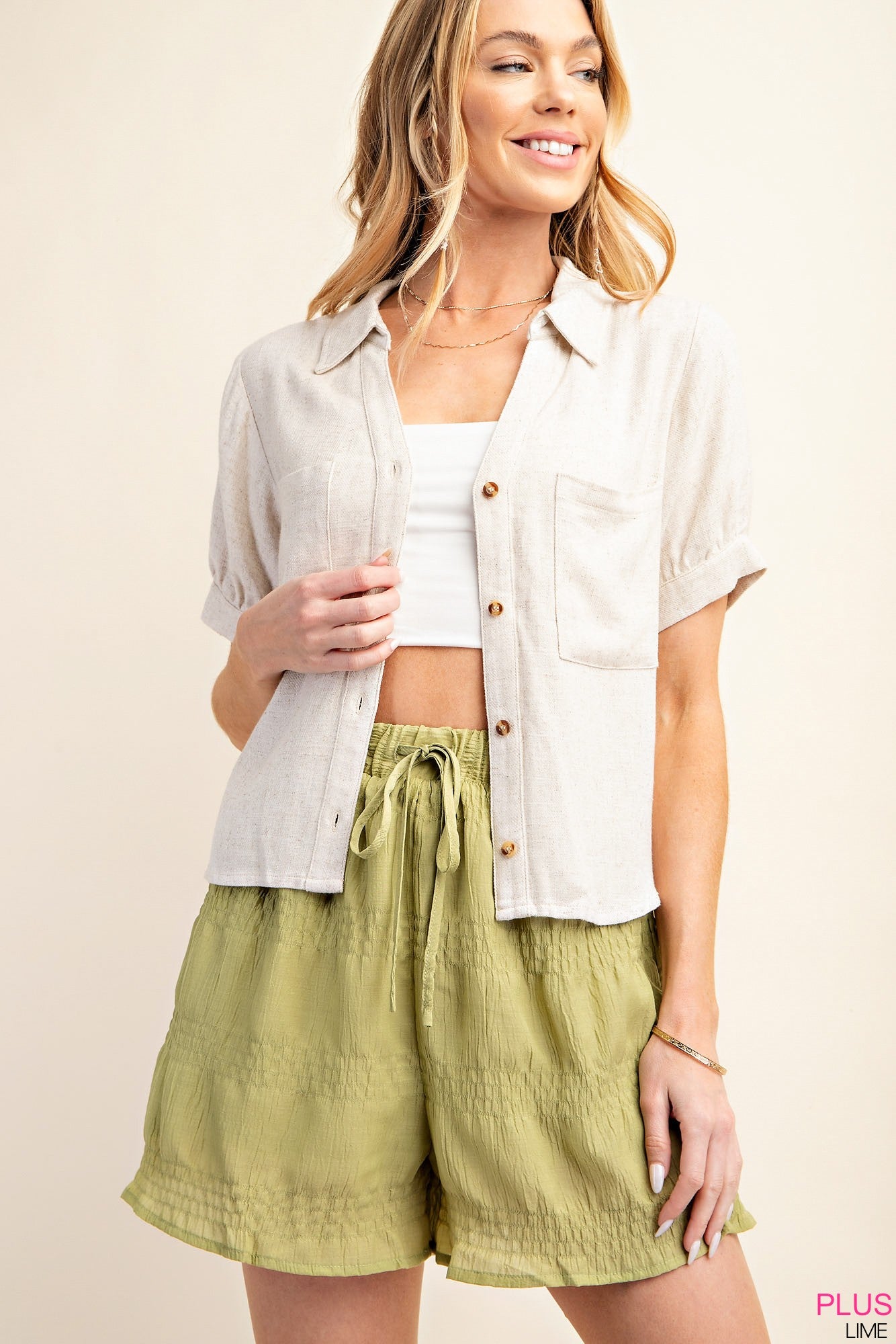 LIME COMFY EASY PULL ON SHORTS