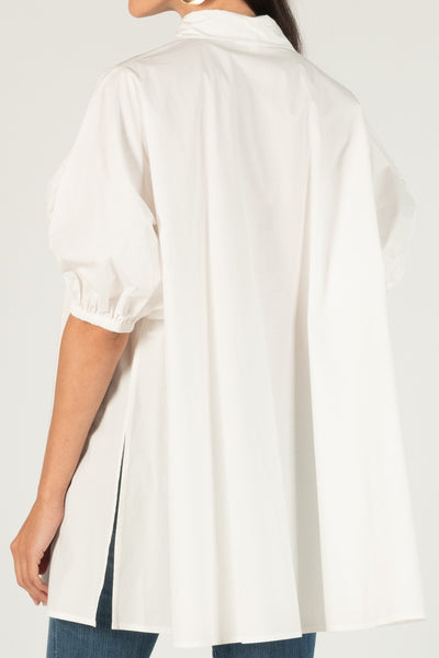 White Poplin Puff Sleeve Tunic