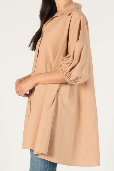 Latte Poplin Puff Sleeve Tunic